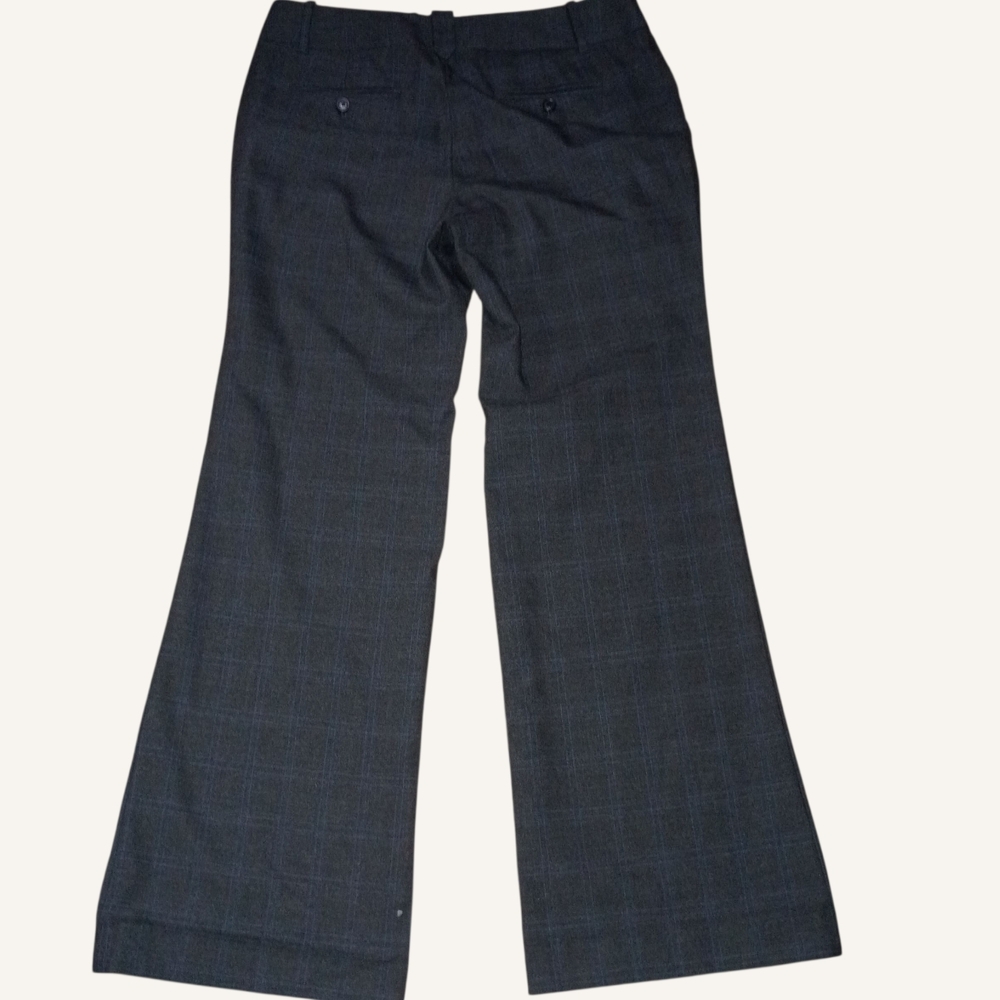 LOFT Charcoal Plaid Trousers Wide Leg Size 10 - Picture 2 of 5